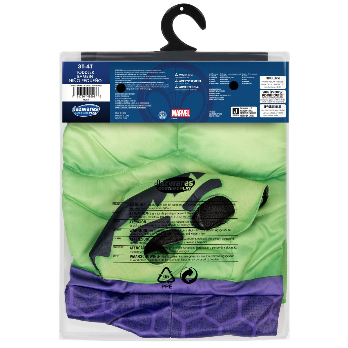 MARVEL Hulk Official Toddler Costume