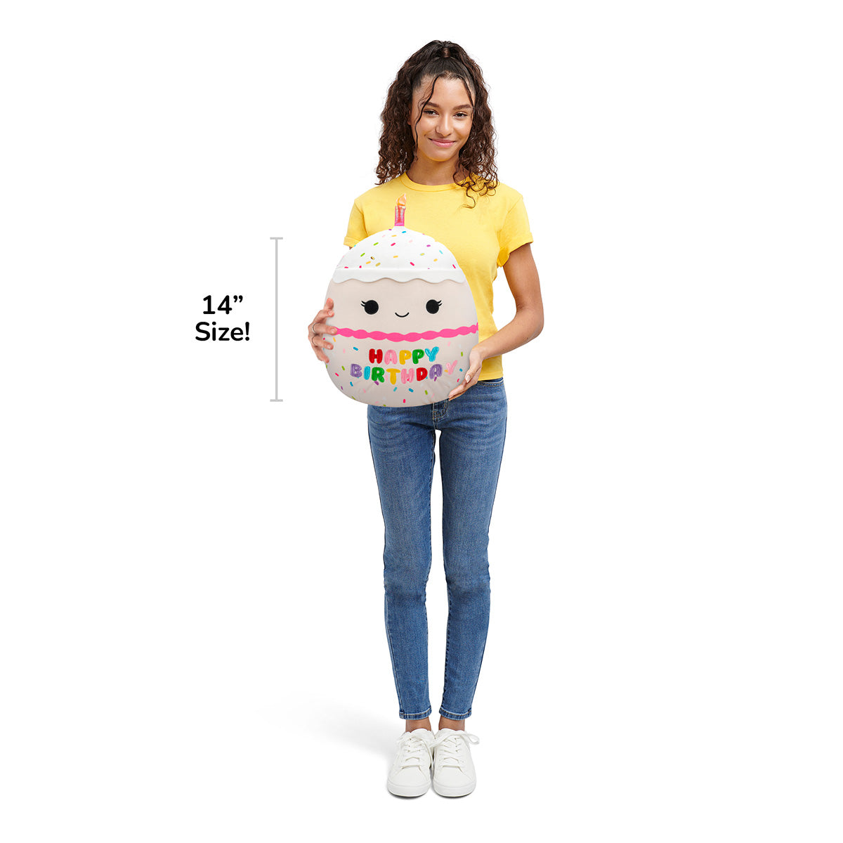 14-Inch Lyla Vanilla Birthday Cake With Rainbow Sprinkles Embroidery