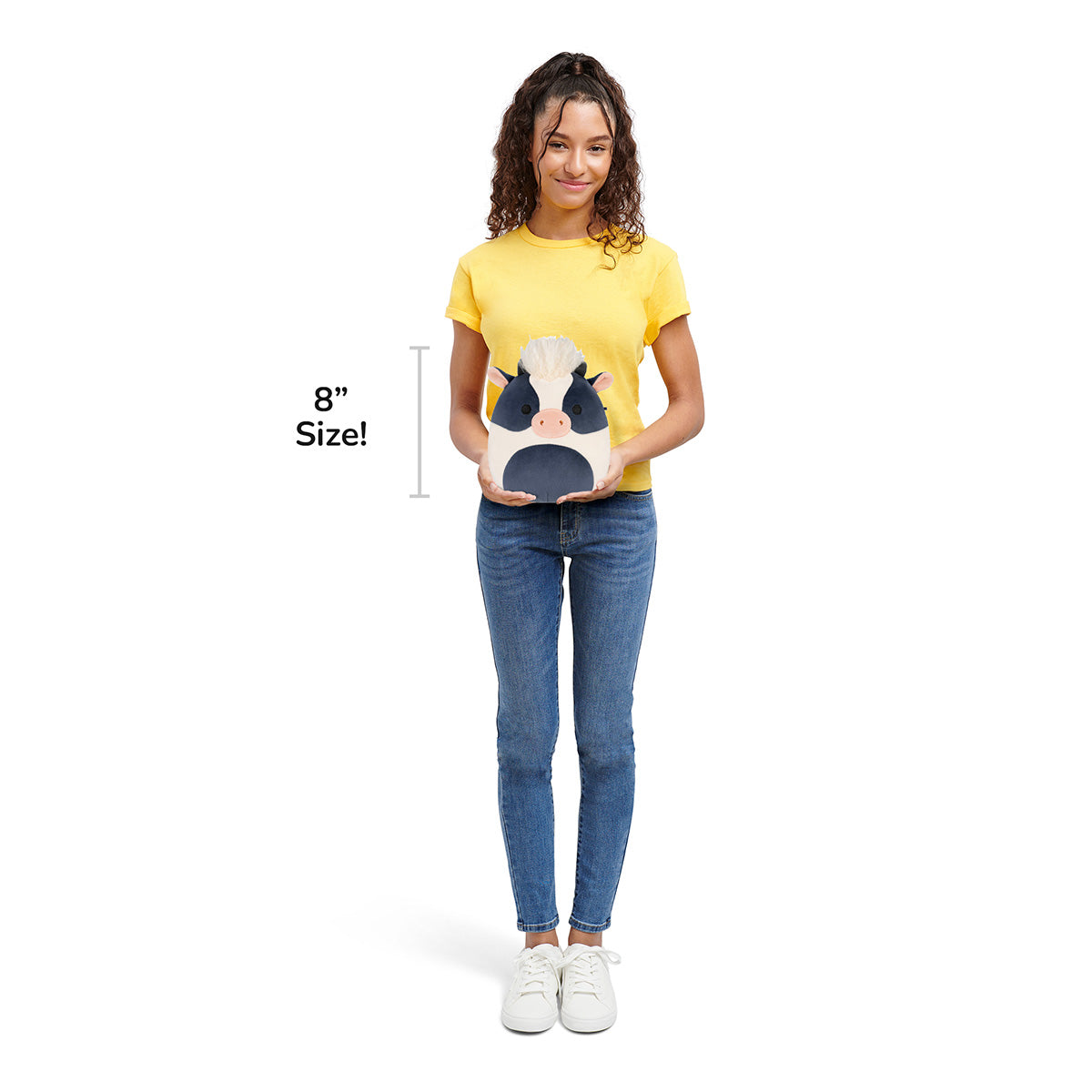8-Inch Dill the Black and White Cow with Shaggy Hair