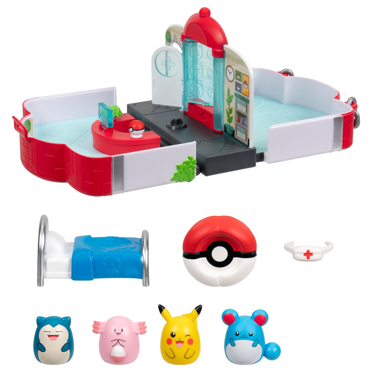 Squish-a-longs Pokémon Center Playset (Pikachu, Chansey, Marill, Snorlax)