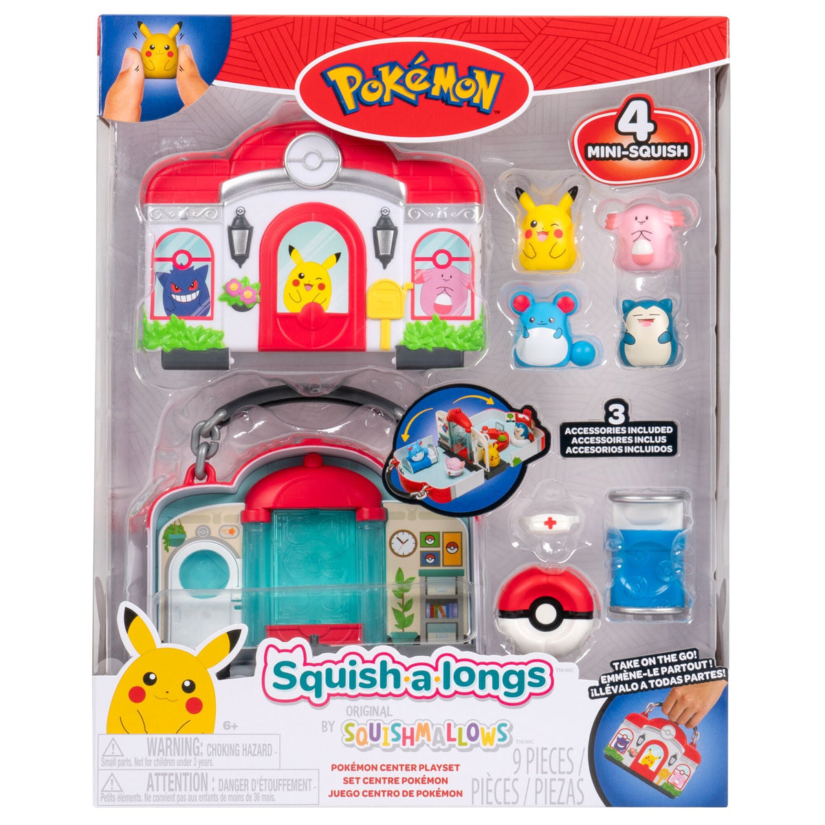 Squish-a-longs Pokémon Center Playset (Pikachu, Chansey, Marill, Snorlax)