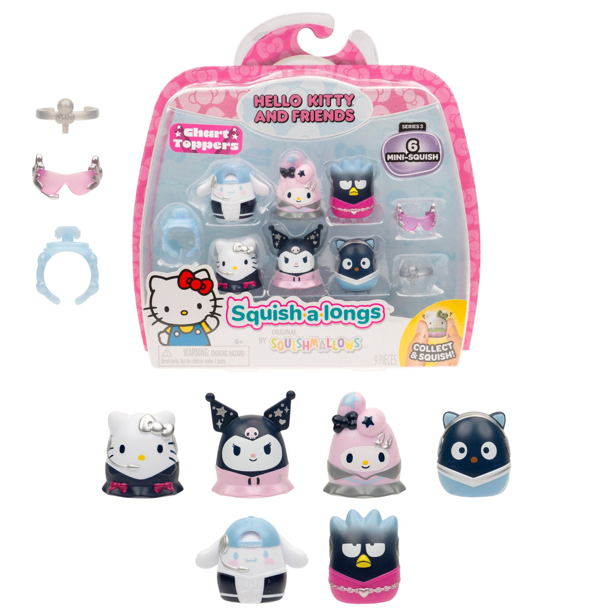 Squish-a-longs Hello Kitty and Friends Chart Toppers 6-Pack
