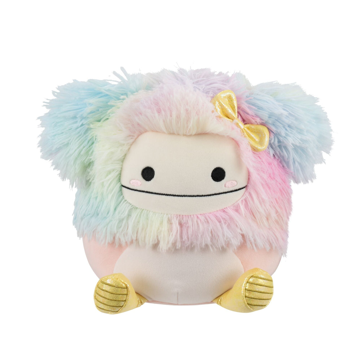 Diane the Peach Bigfoot with Yellow Rain Boots