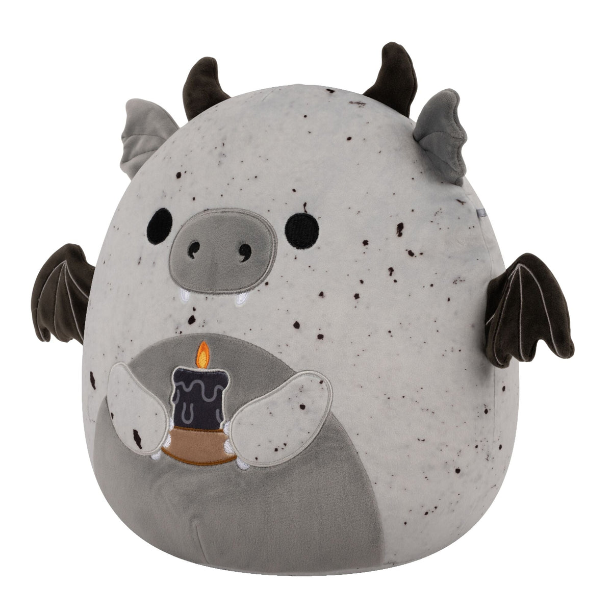 12-Inch Gio the Grey Speckled Gargoyle Holding Black Candle