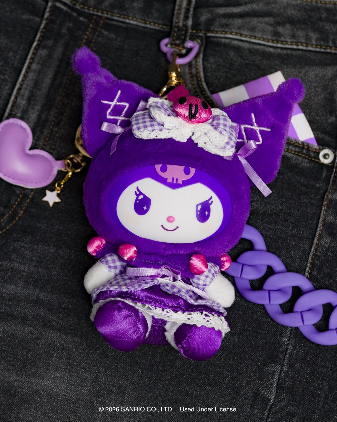 Hello Kitty and Friends 6-Inch Kuromi Lolita Bestie Roto Plush Clip-On