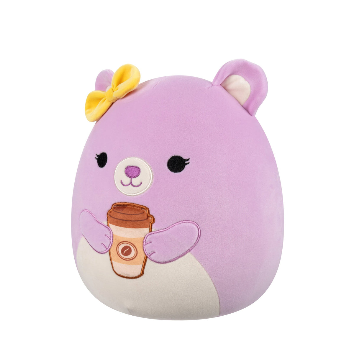 12-Inch Faine the Pink Bear with Bow Holding Coffee