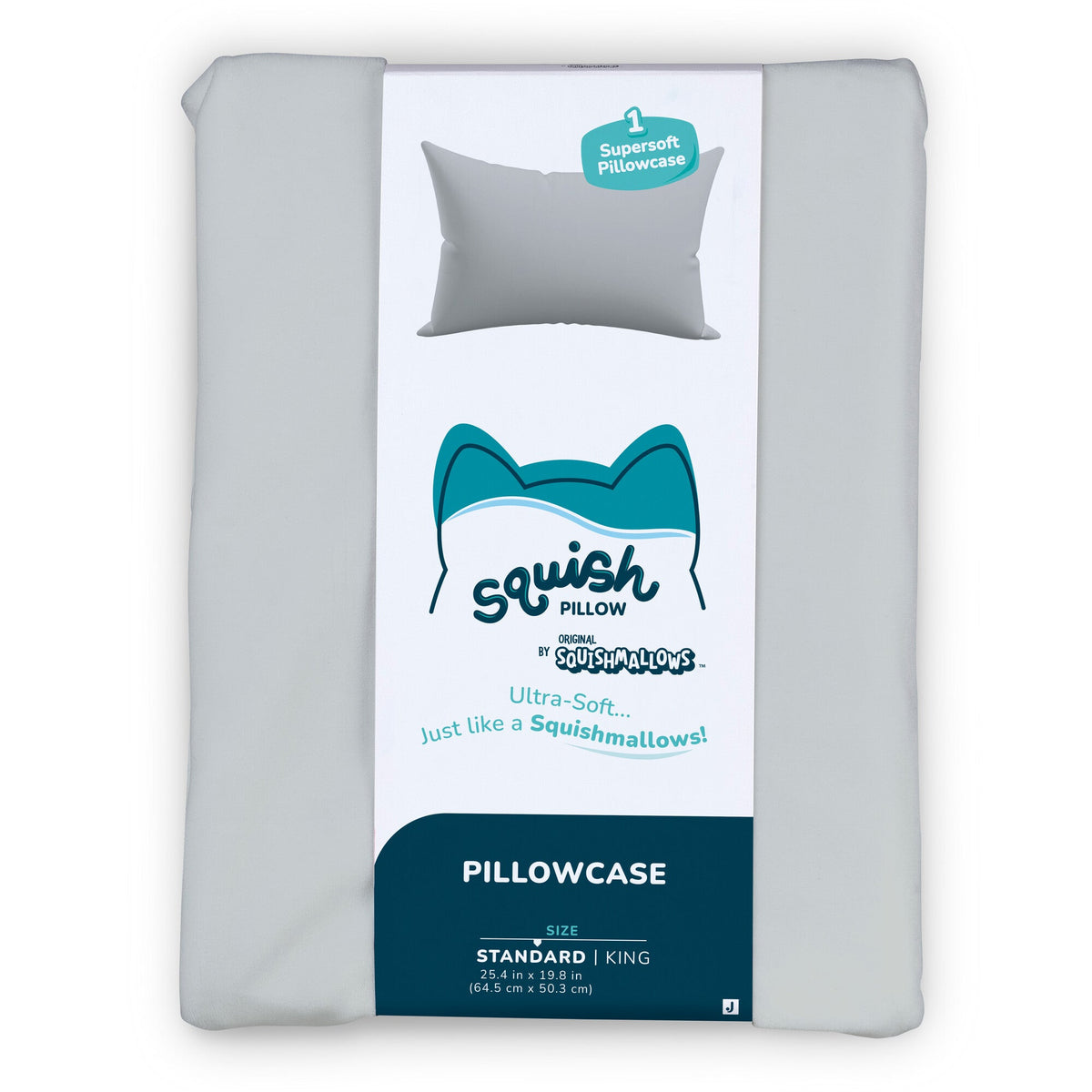 “Solid Slumber” Light Grey SquishPillow Pillowcase (Standard Size)